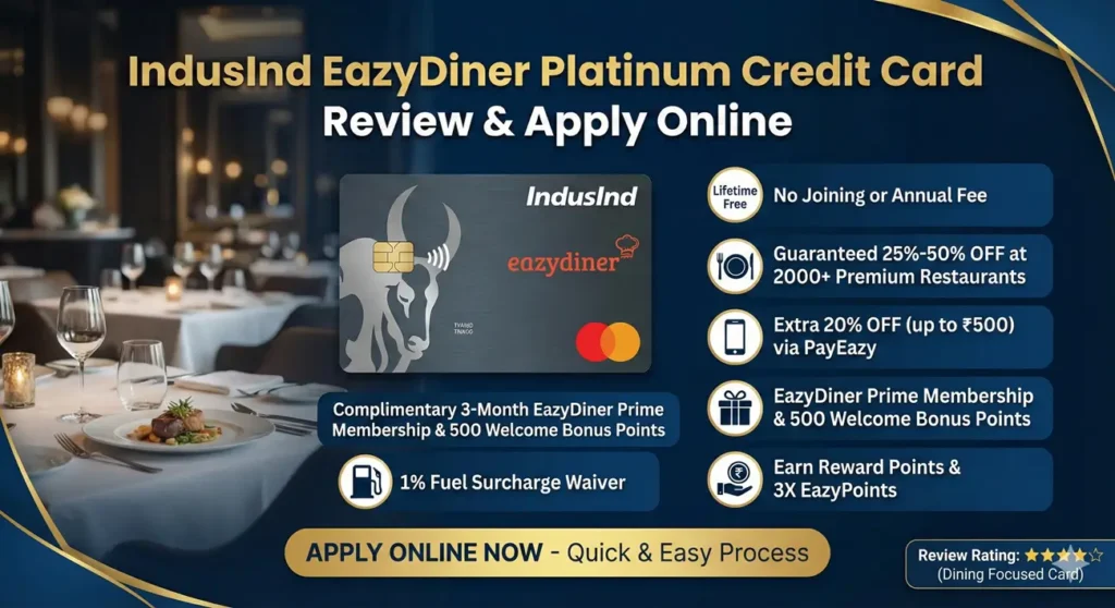 IndusInd EazyDiner Platinum Credit Card Review, Apply Online